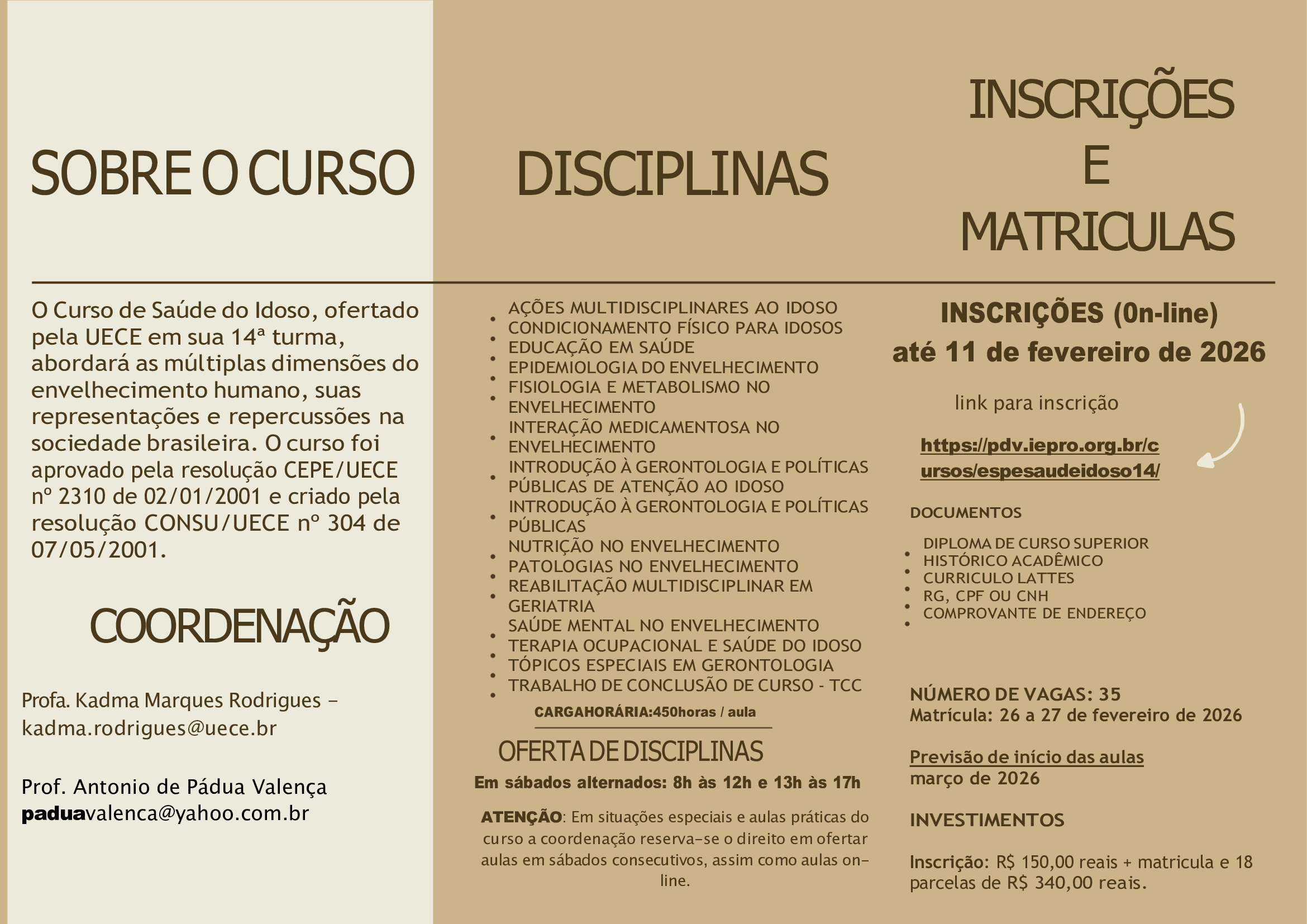 Especialização em Saúde do Idoso.