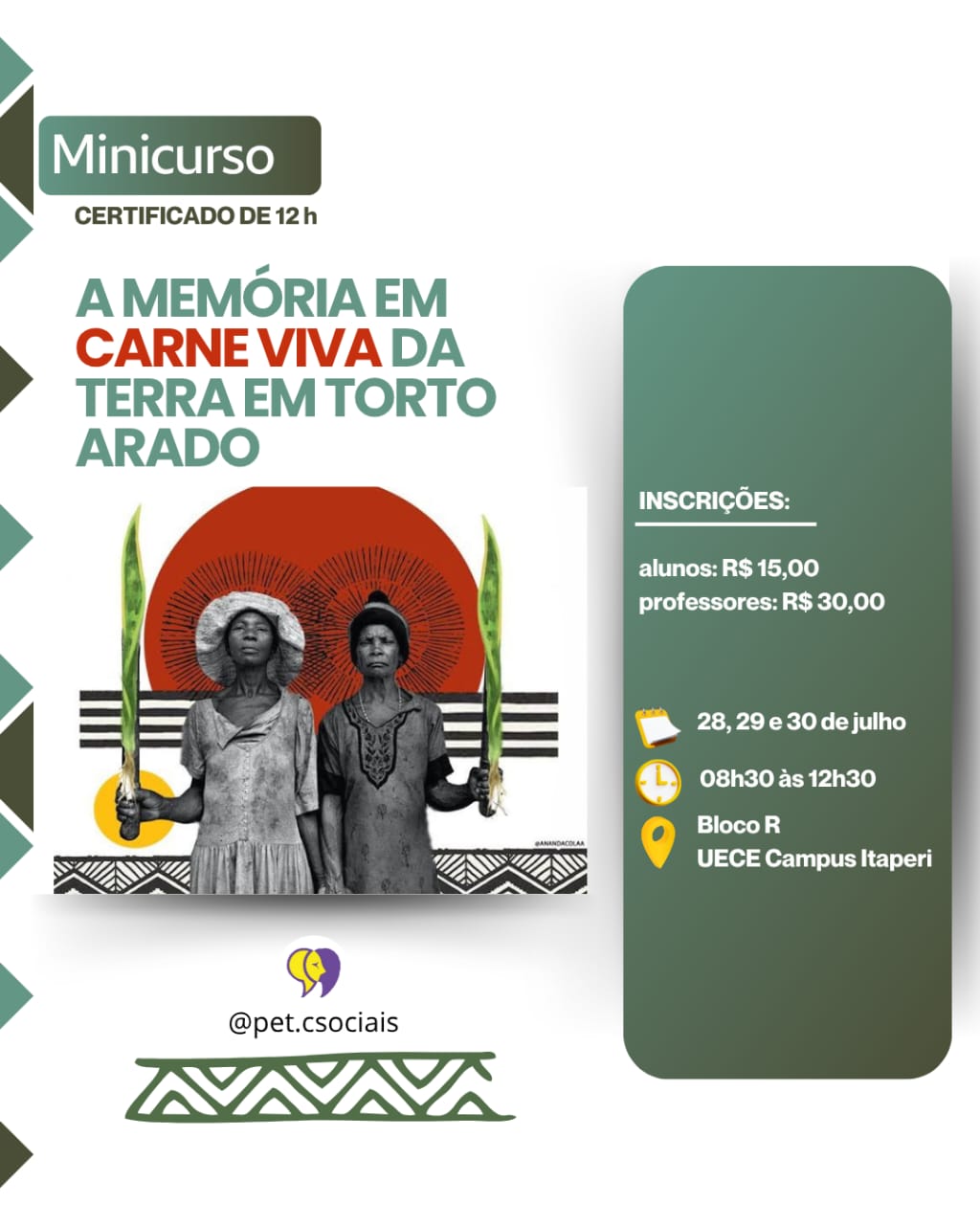 MINICURSO A MEMÓRIA EM CARNE VIVA DA TERRA EM TORTO ARADO