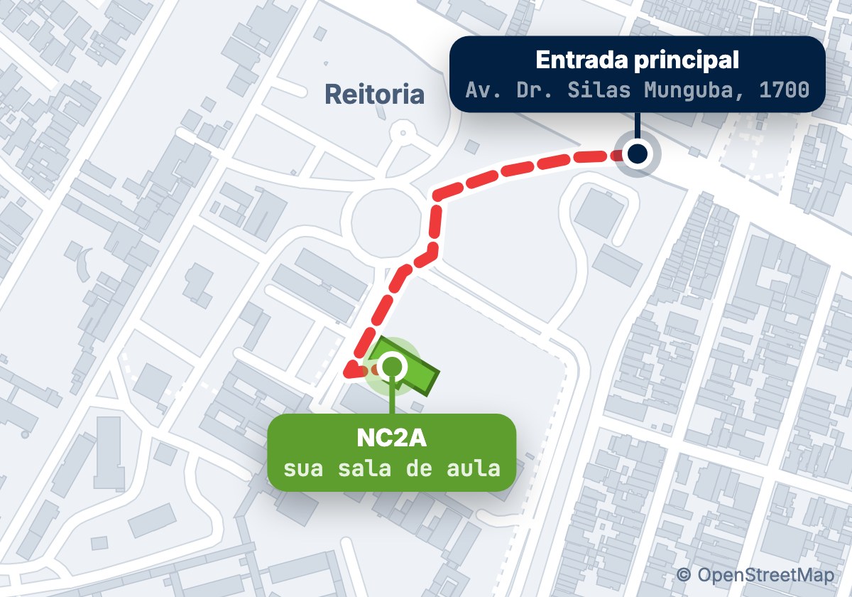 Mapa do Campus do Itaperi: da entrada principal na Av. Dr. Silas Munguba até o NC2A