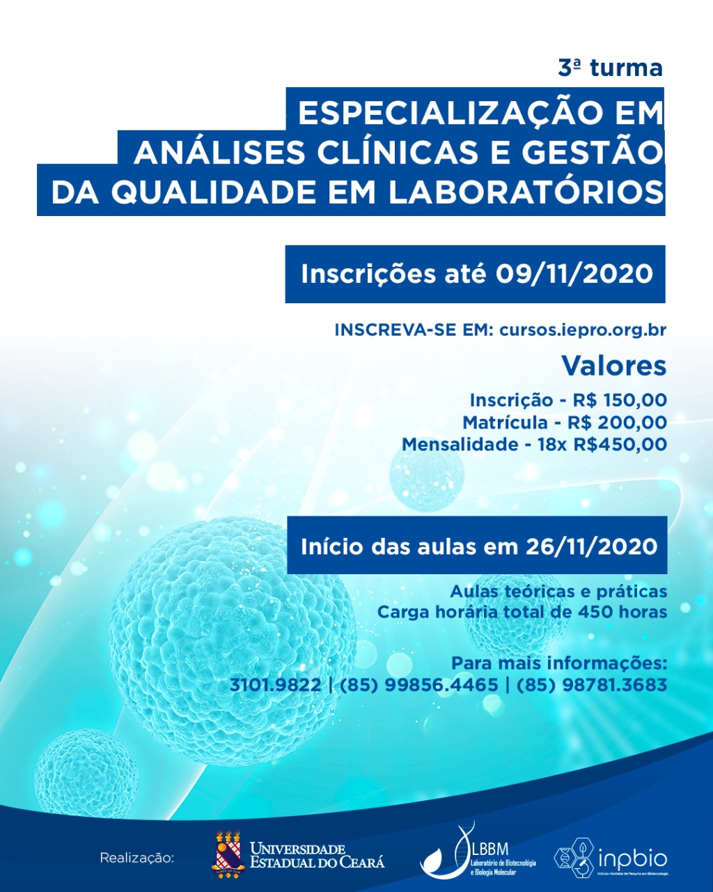 Especialização em Análises Clínicas e Gestão da Qualidade em Laboratórios